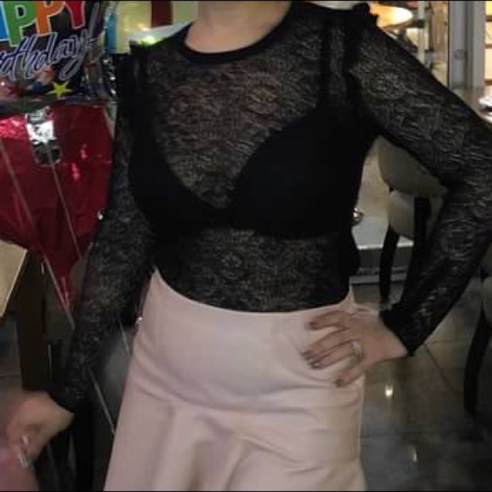 Black sexy see-through knit Zara shirt